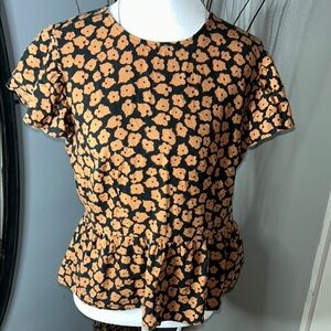 Who What Wear Orange Peplum Cap Sleeve Top